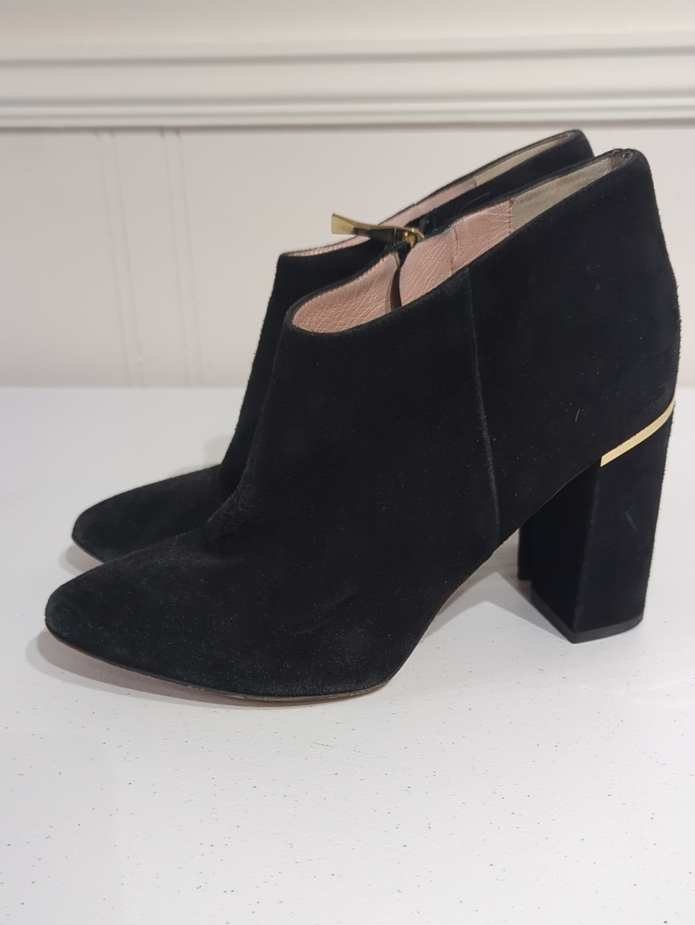 Kate Spade Black Suede Ankle Booties with Block Heel size 8.5